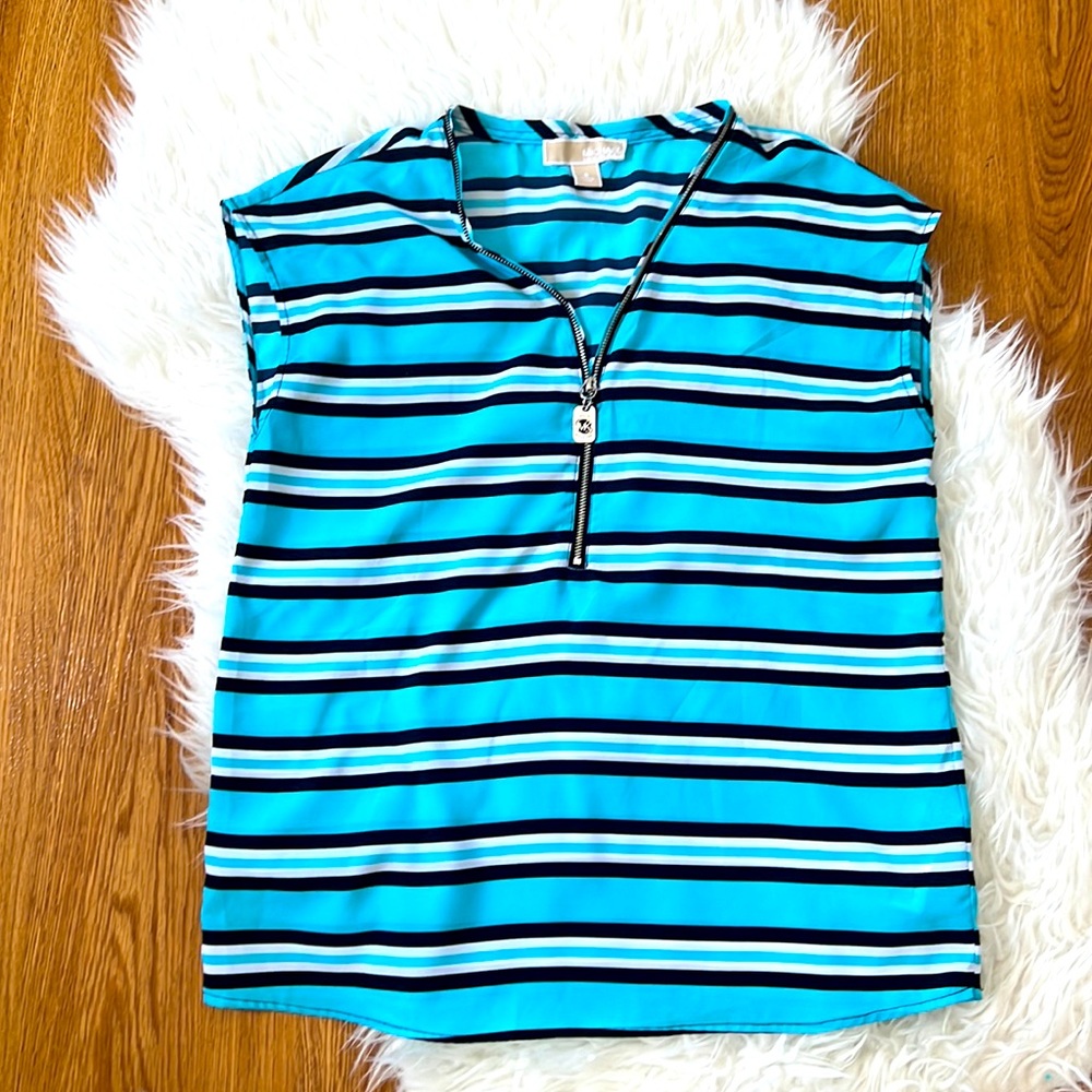 Michael Kors, blue and white striped sleeveless top